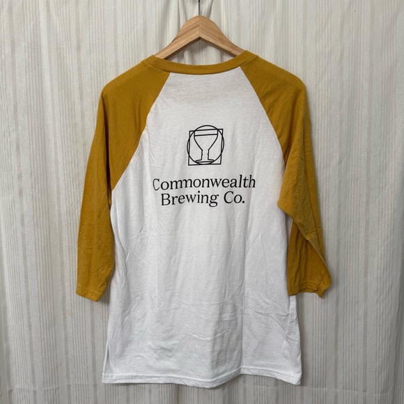 Commonwealth Brewing White & Mustard Yellow Baseball Tee Unisex - Picture 2 of 5
